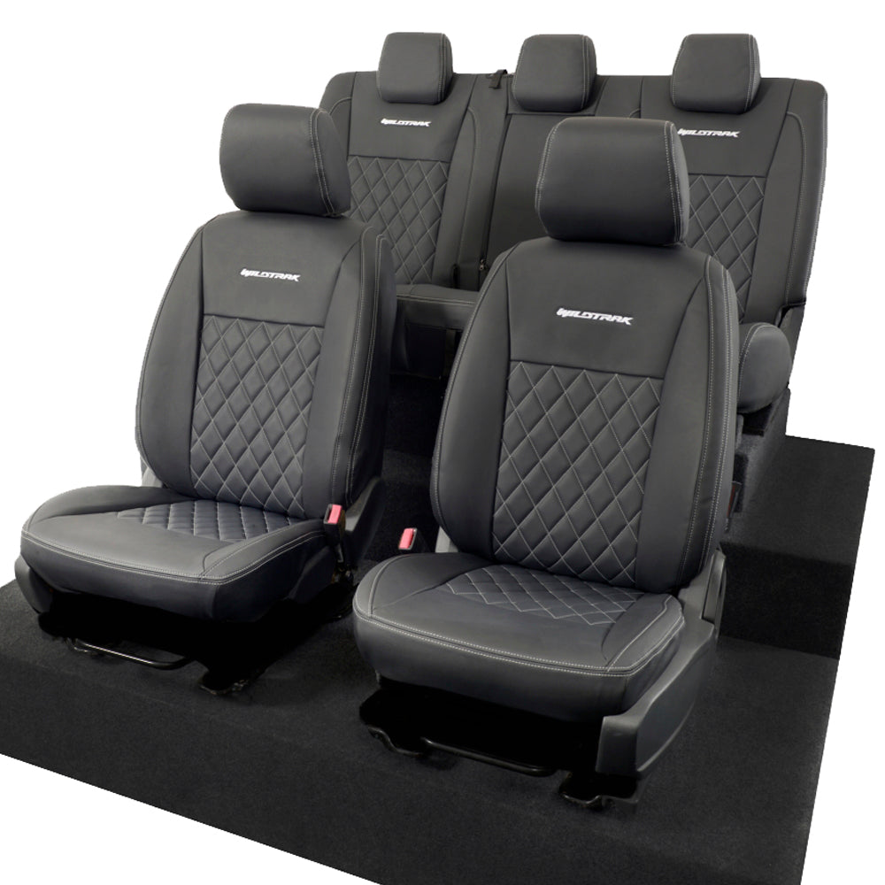 Ford Ranger Wildtrak Leatherette Front & Rear Seat Covers with 'Wildtrak' Embroidery (2016-2023)