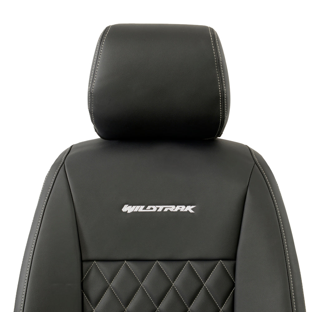 Ford Ranger Wildtrak Leatherette Front Seat Covers with 'Wildtrak' Embroidery (2016-2023)