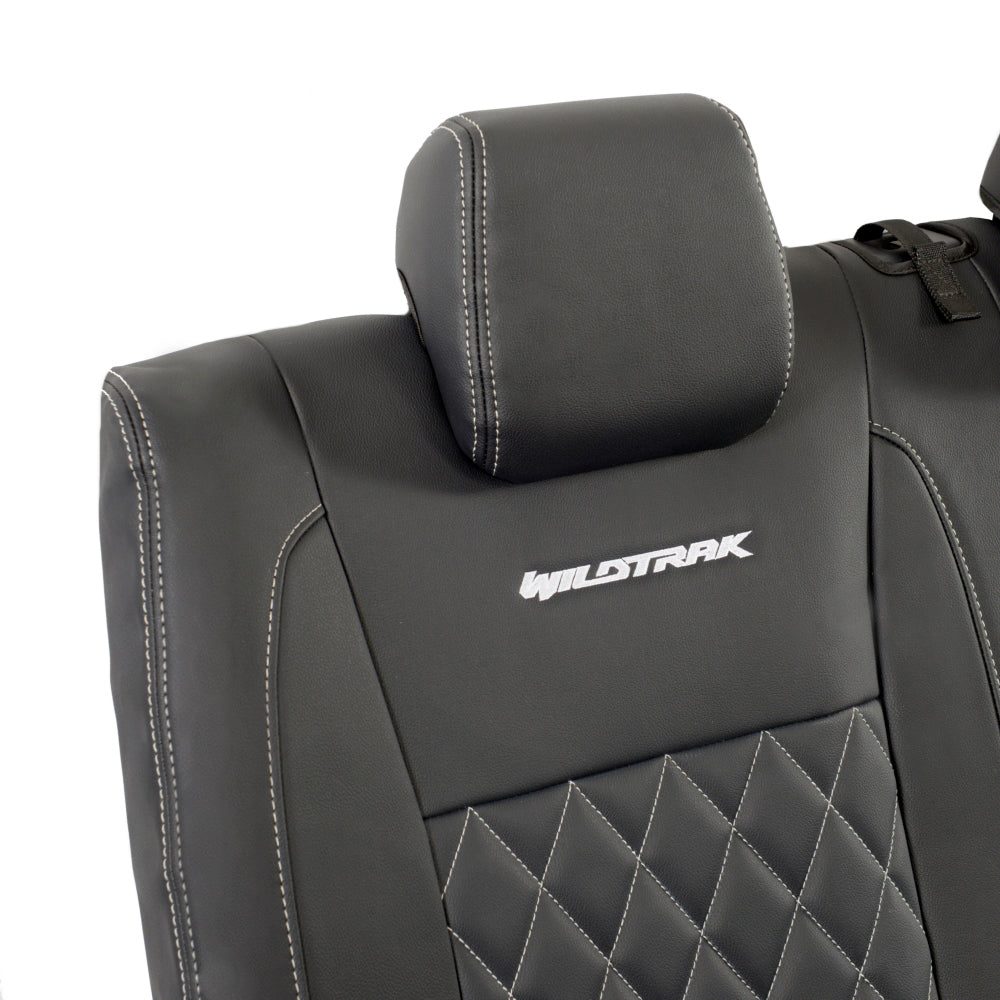 Ford Ranger Wildtrak Leatherette Rear Seat Covers with 'Wildtrak' Embroidery (2016-2023)