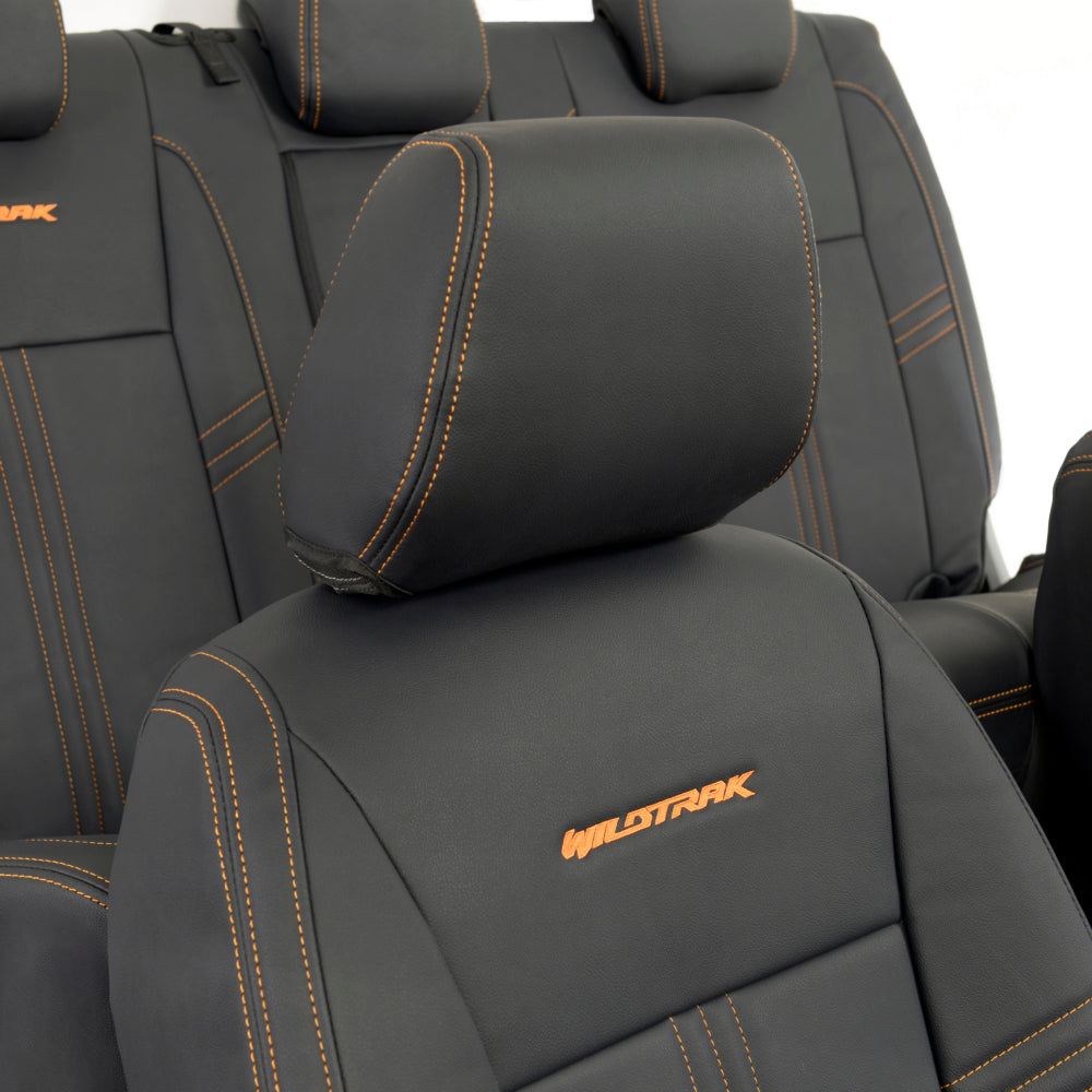 Ford Ranger Wildtrak Leatherette Front & Rear Seat Covers with 'Wildtrak' Embroidery (2016-2023)