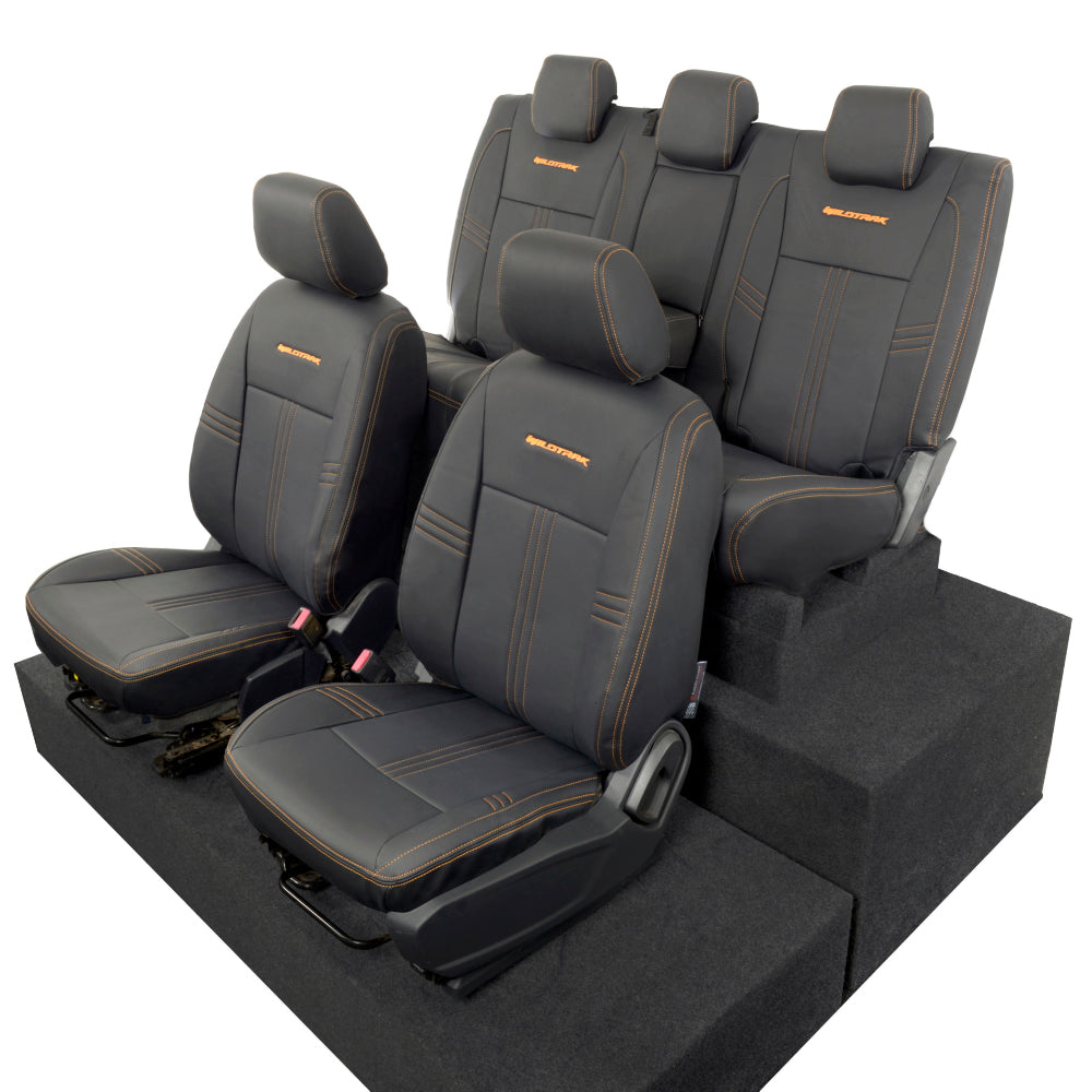 Ford Ranger Wildtrak Leatherette Front & Rear Seat Covers with 'Wildtrak' Embroidery (2016-2023)