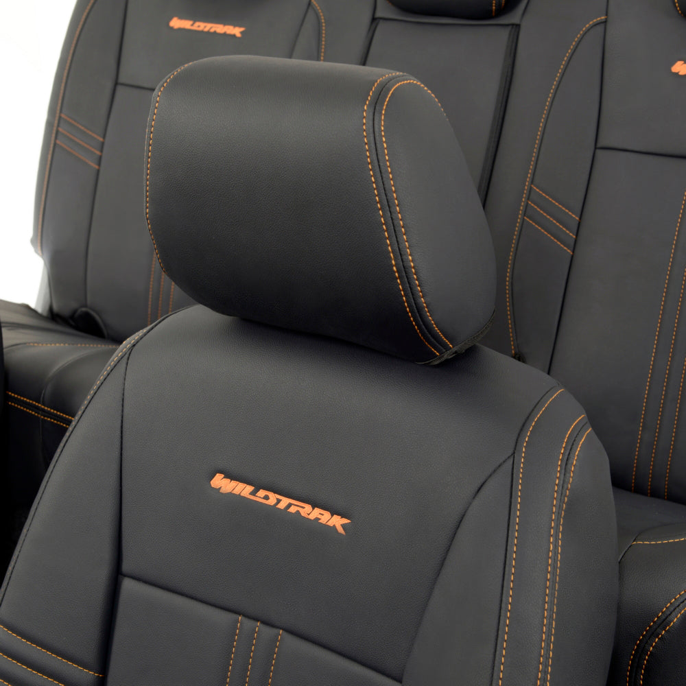 Ford Ranger Wildtrak Leatherette Front & Rear Seat Covers with 'Wildtrak' Embroidery (2016-2023)