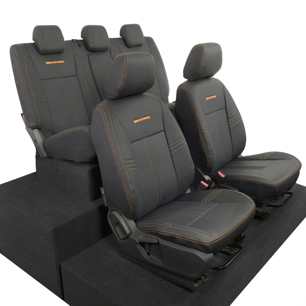 Ford Ranger Wildtrak Leatherette Front & Rear Seat Covers with 'Wildtrak' Embroidery (2016-2023)