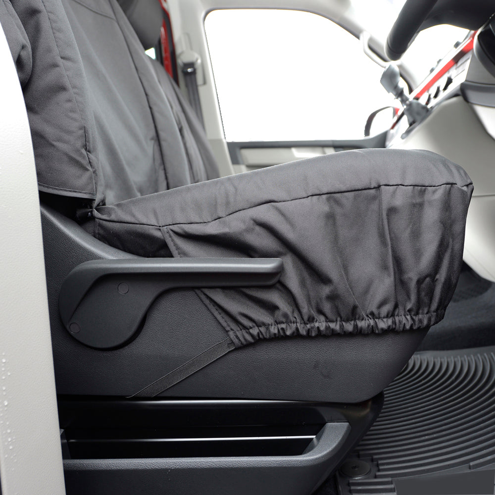 VW T6 Caravelle (2015 Onwards) Full Set Tailored Seat Covers (7 Seater WITH Front Armrests) - Black