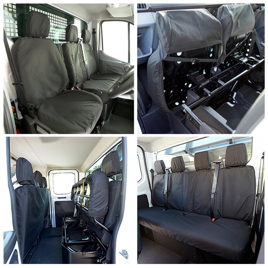 Ford Transit Van L2 & L4 (2014 Onwards) Tailored Front & Rear Seat Covers - Black
