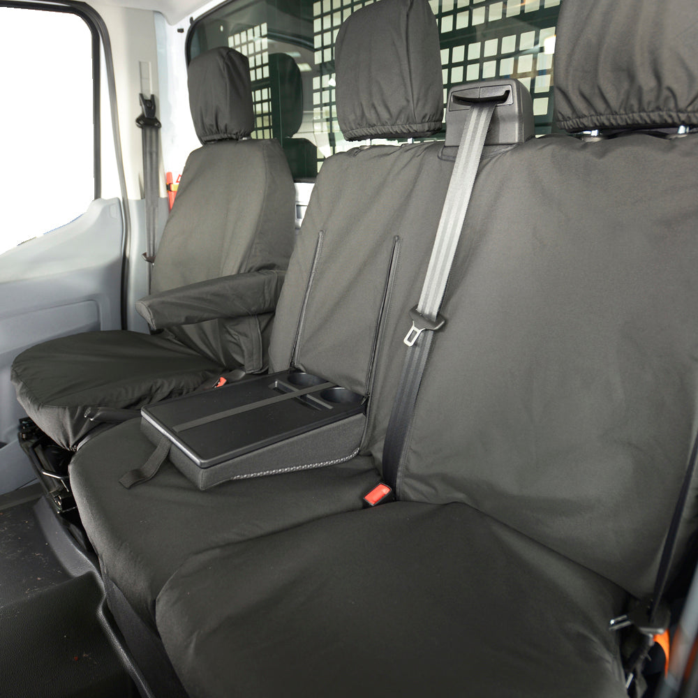 Ford Transit Van MK9 Double Cab (Inc Tipper) - (2019 Onwards) Tailored Front & Rear Seat Covers - Black