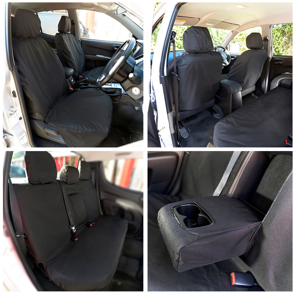 Mitsubishi L200 Trojan Double Cab (2006-2015) Tailored Front & Rear Seat Covers - Black