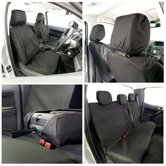 Ford Ranger T8 (2018 Onwards) Tailored Front & Rear Seat Covers - Black