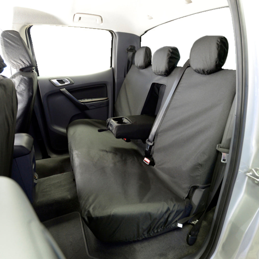 Ford Ranger T8 (2018 Onwards) Tailored Rear Seat Covers - Black