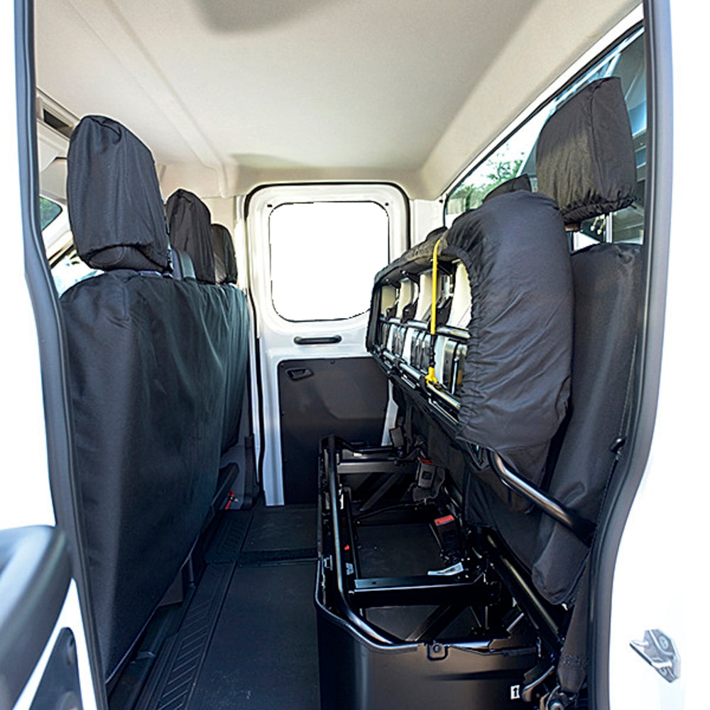 Ford Transit Van MK8 Double Cab (Inc Tipper) - (2014 Onwards) Tailored Front & Rear Seat Covers - Black