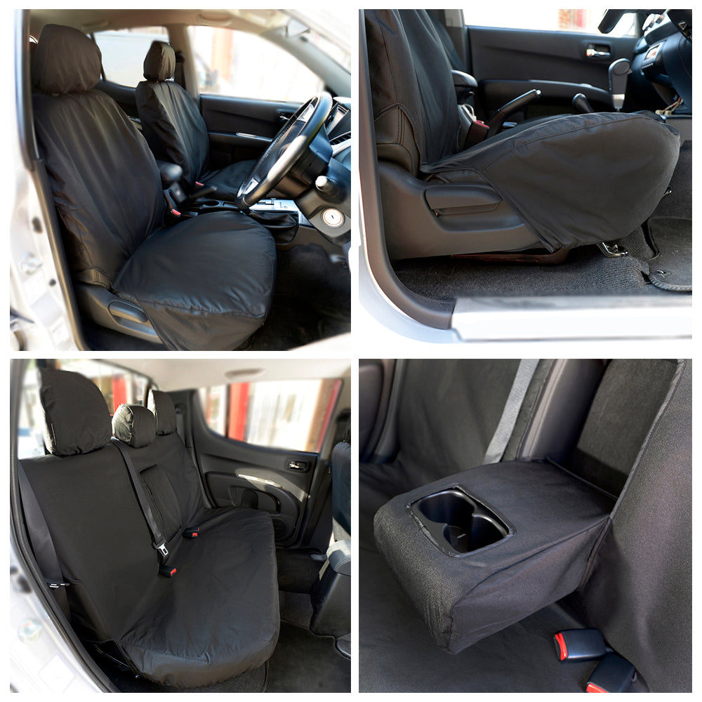 Mitsubishi L200 Trojan Double Cab (2015 Onwards) Tailored Front & Rear Seat Covers - Black