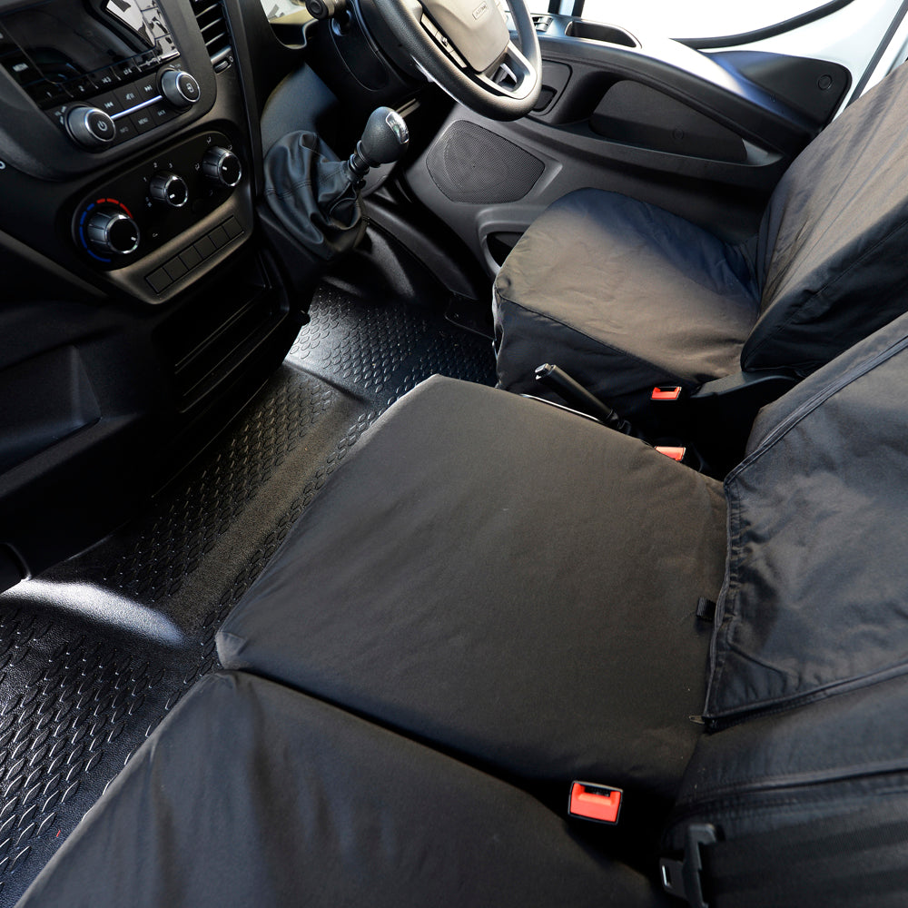 Fiat Ducato (2014 Onwards) Tailored Front Seat Covers (With Split Passenger Seat Base) - Black