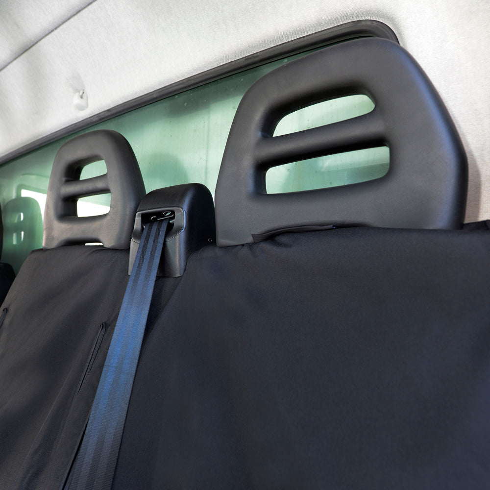 Fiat Ducato (2014 Onwards) Tailored Front Seat Covers (With Split Passenger Seat Base) - Black