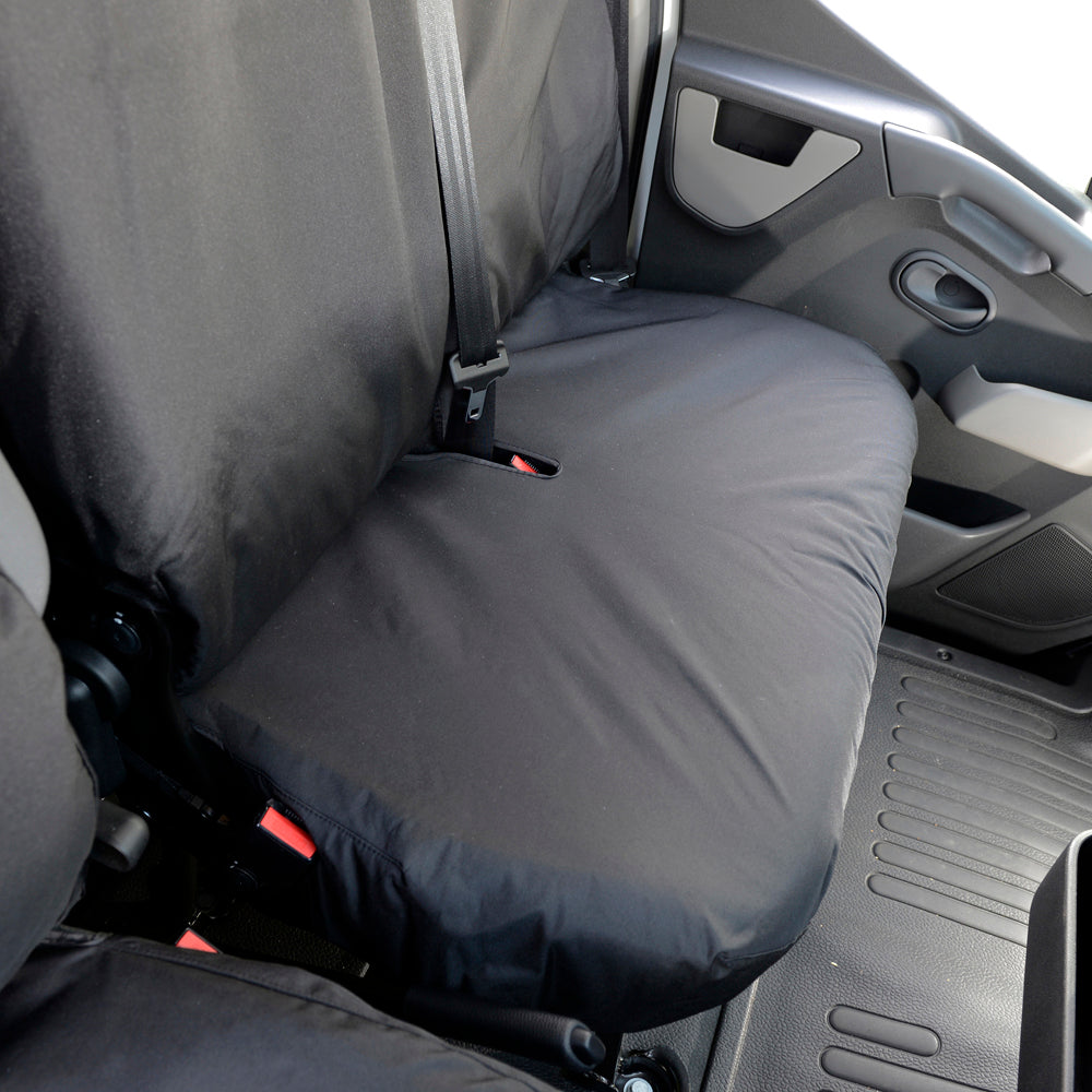 Nissan NV400 (2010-2021) Tailored Front & Rear Seat Covers (NO Split passenger seat base WITH folding middle seat) - Black