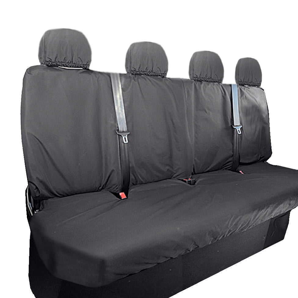 Nissan NV400 (2010-2021) Tailored Front & Rear Seat Covers (NO Split passenger seat base WITH folding middle seat) - Black