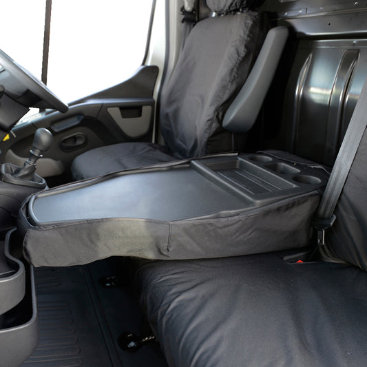 Vauxhall Movano (2010-2021) Tailored Front Seat Covers (NO Split passenger seat base WITH folding middle seat) - Black