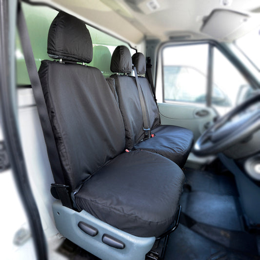 Ford Transit Van MK6 (2000-2006) Tailored Front Seat Covers (NO Split Passenger Seat) - Black
