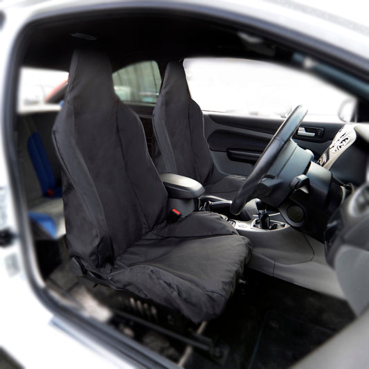 Ford Focus RS MK2 MK3 (2011 Onwards) Tailored Front Recaro Seat Covers (x2) - Black
