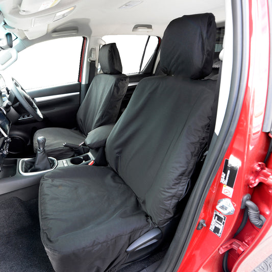 Toyota Hilux Icon & Invincible (2016 Onwards) Tailored Front & Rear Seat Covers - Black