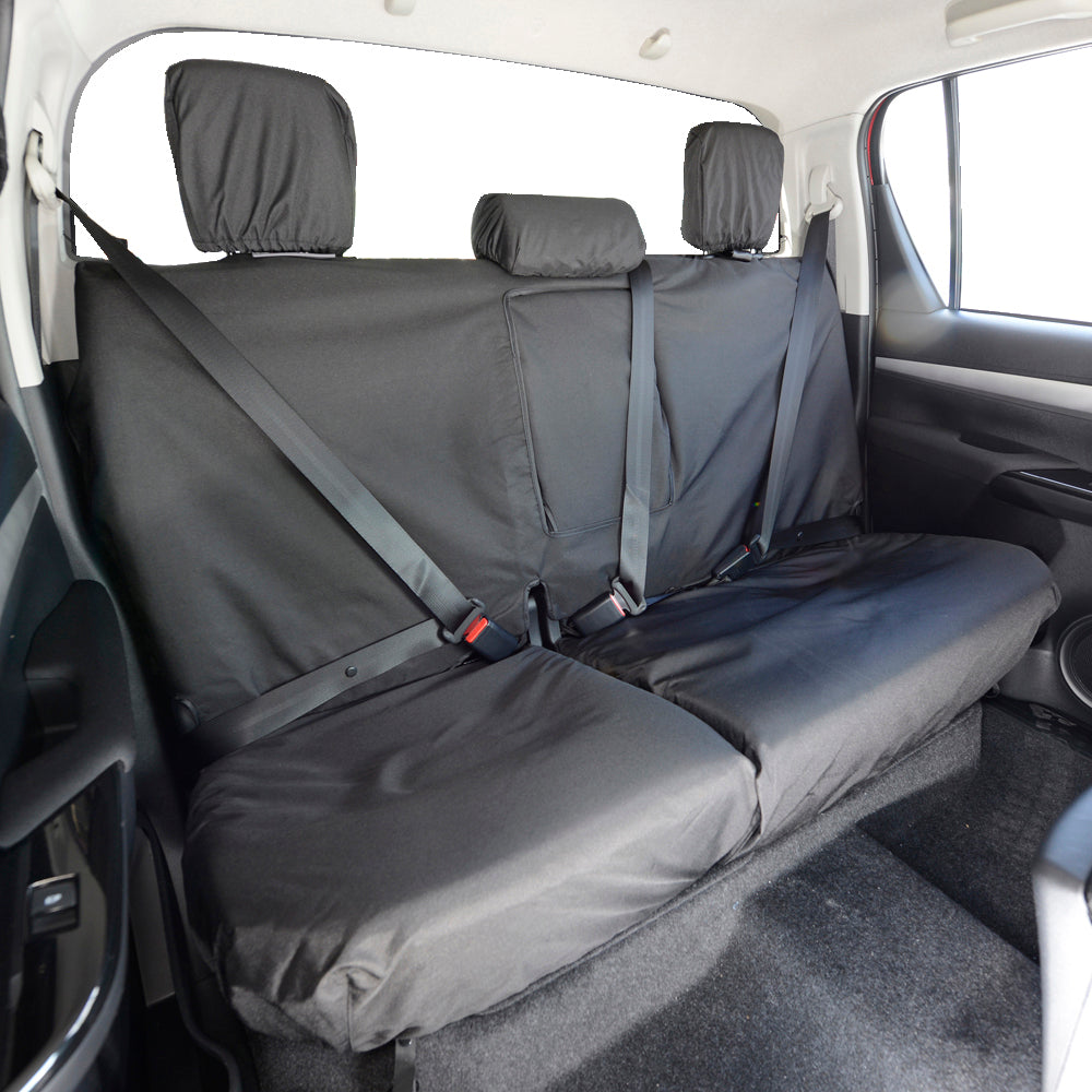 Toyota Hilux Icon & Invincible (2016 Onwards) Tailored Rear Seat Covers - Black