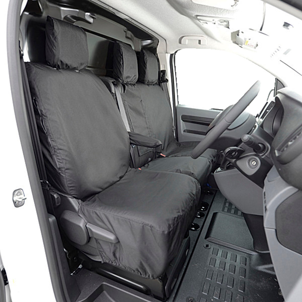 Peugeot Expert (2016 Onwards) Tailored Front Seat Covers (WITH Split Passenger Seat) - Black