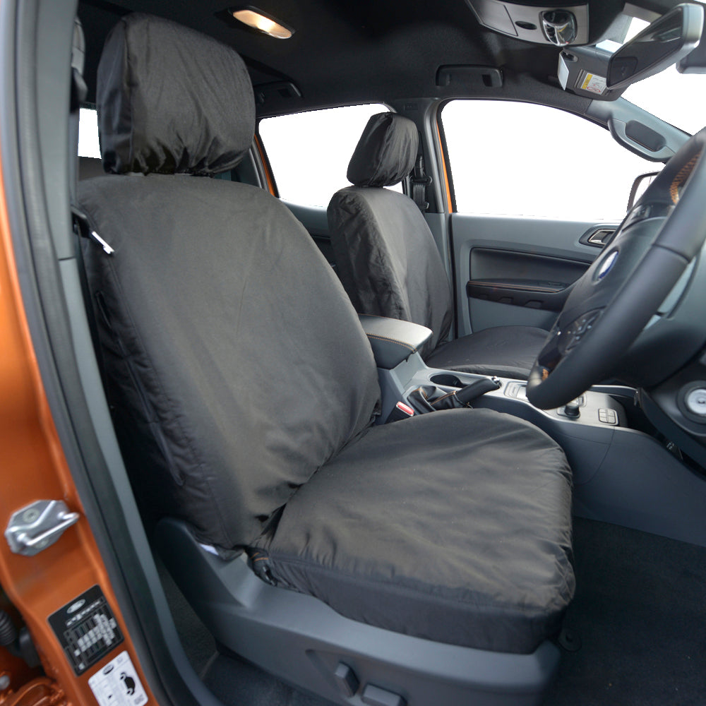 Ford Ranger T6 Wildtrak (2016-2018) Tailored Front & Rear Seat Covers - Black