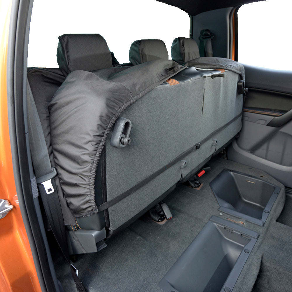 Ford Ranger T6 Wildtrak (2016 Onwards) Tailored Rear Seat Covers - Black
