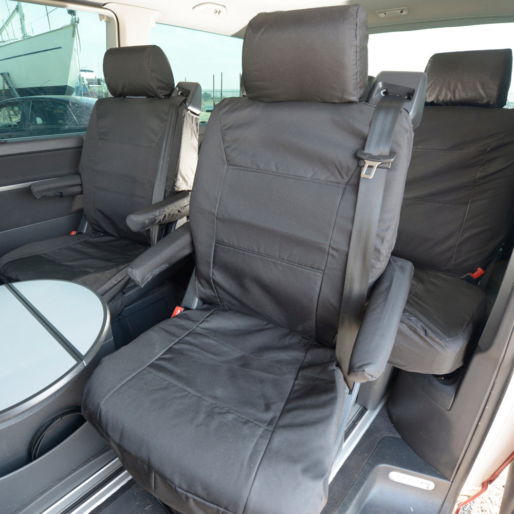 VW T5 Caravelle (2003-2015) Tailored 2nd Row Seat Covers (Both Seats) - Black