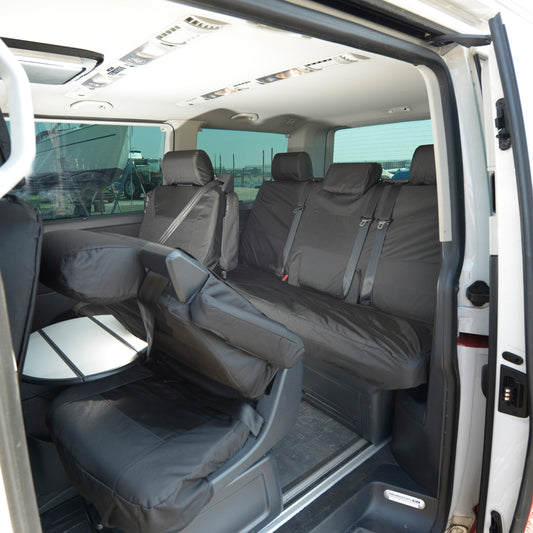 VW T6 Caravelle (2003-2015) Tailored 2nd Row Seat Covers (Both Seats) - Black