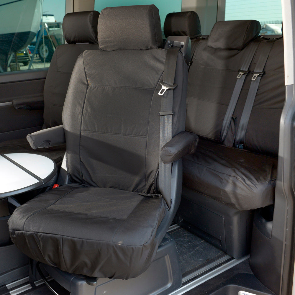 VW T6 Caravelle (2003-2015) Tailored 2nd Row Seat Covers (Both Seats) - Black