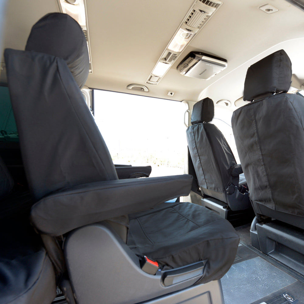 VW T6 Caravelle (2003-2015) Tailored 2nd Row Seat Covers (Both Seats) - Black