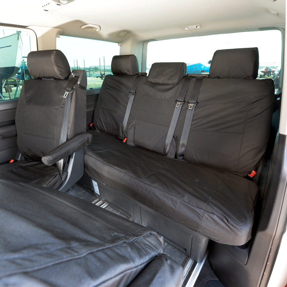 VW T6 Caravelle (2015 Onwards) Tailored 3rd Row Bench Seat Cover - Black