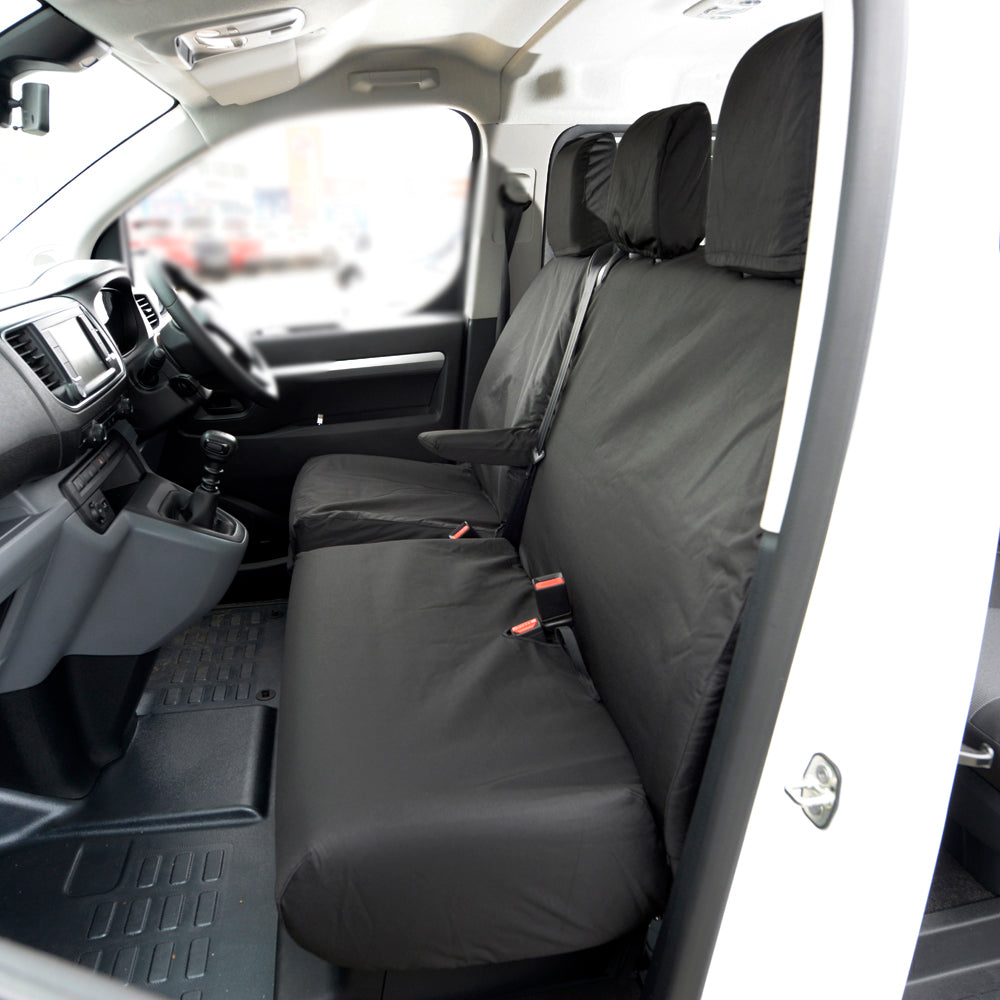Vauxhall Vivaro (2019 Onwards) Tailored Front Seat Covers (NO Split Passenger Seat) - Black