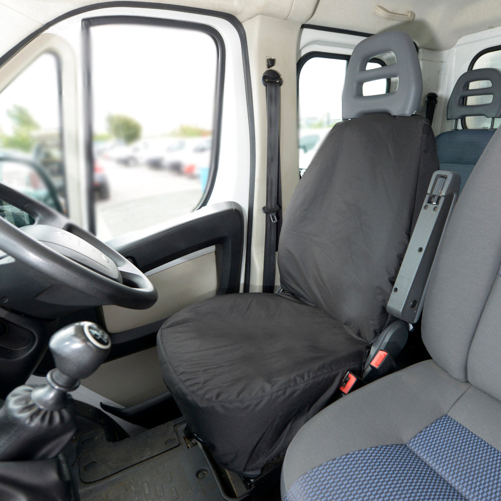 Peugeot Boxer (2006 Onwards) Tailored Front Seat Covers (NO Split Passenger Seat) - Black