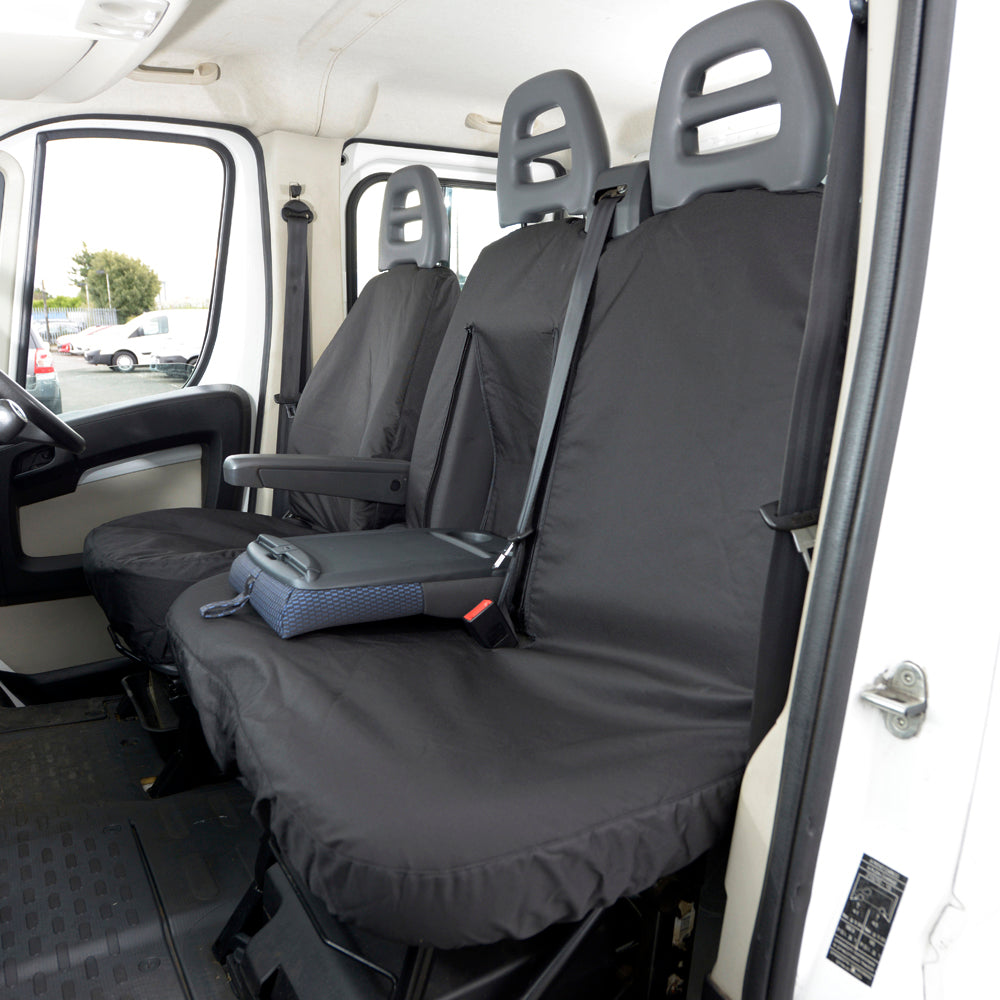 Peugeot Boxer (2006 Onwards) Tailored Front Seat Covers (NO Split Passenger Seat) - Black