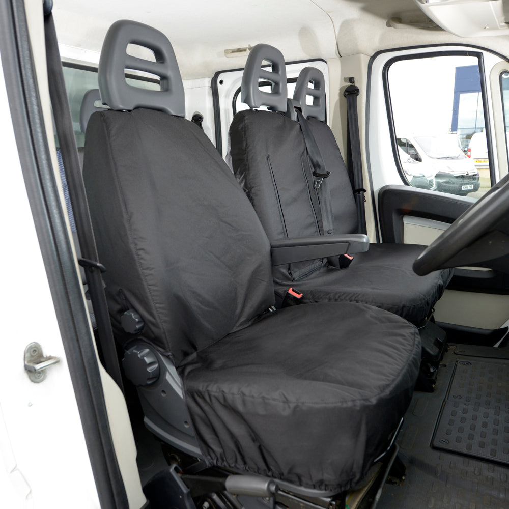 Peugeot Boxer (2006 Onwards) Tailored Front Seat Covers (NO Split Passenger Seat) - Black