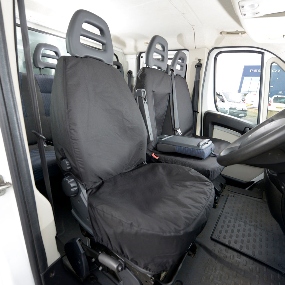Peugeot Boxer (2006 Onwards) Tailored Front Seat Covers (NO Split Passenger Seat) - Black