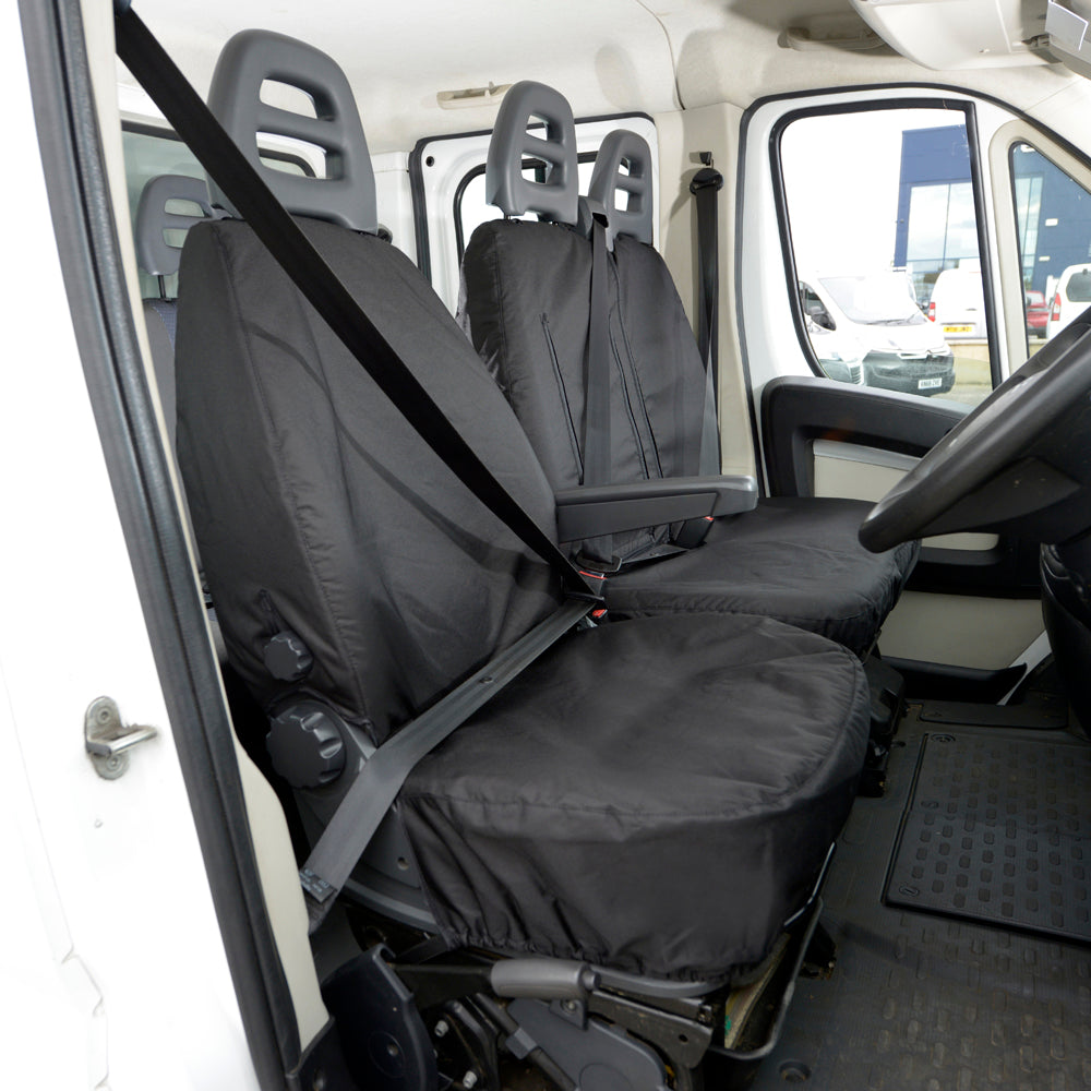 Peugeot Boxer (2006 Onwards) Tailored Front Seat Covers (NO Split Passenger Seat) - Black