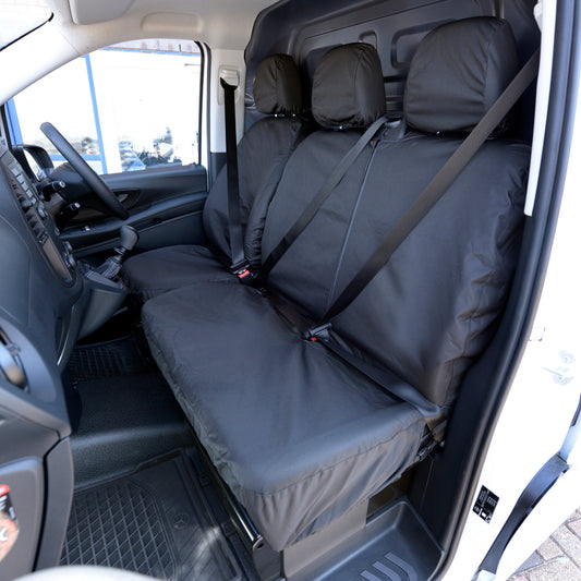 Mercedes Vito (2014 Onwards) Tailored Front Seat Covers (Single/Double NO Split Passenger Seat) - Black