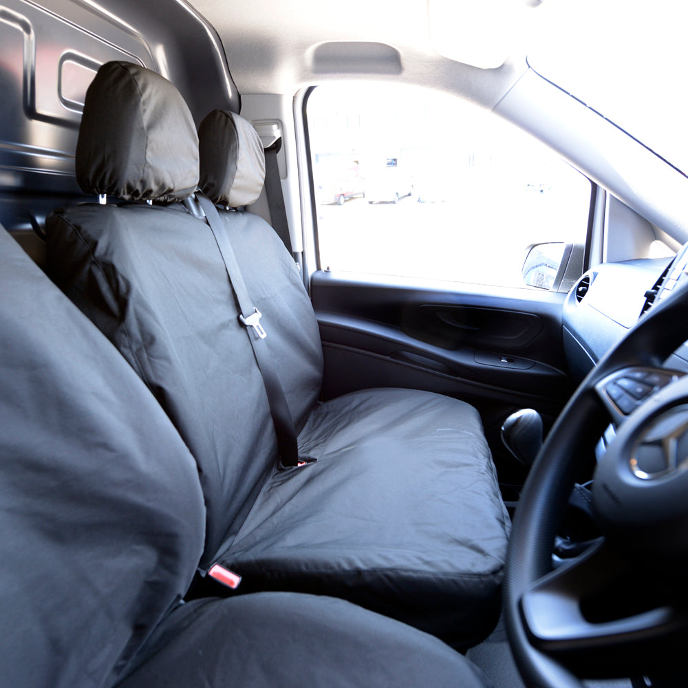 Mercedes V Class (2014 Onwards) Tailored Front Seat Covers (Single/Double NO Split Passenger Seat) - Black