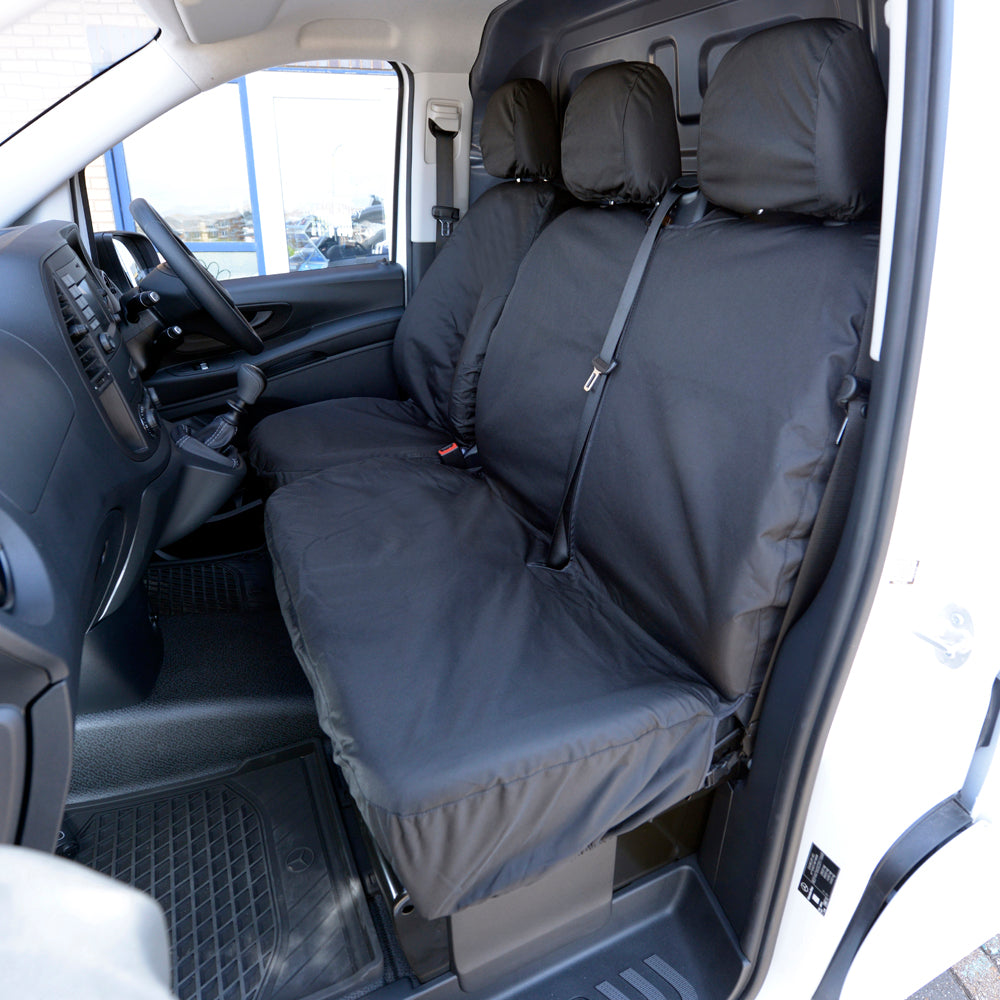 Mercedes V Class (2014 Onwards) Tailored Front Seat Covers (Single/Double NO Split Passenger Seat) - Black