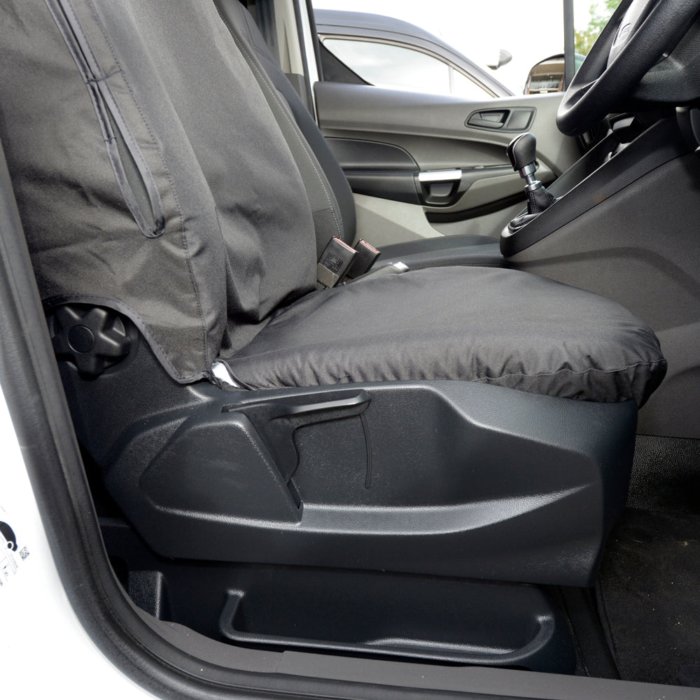 Ford Transit Connect (2018 Onwards) Tailored Front Seat Covers (Single/Single NO Armrests) - Black