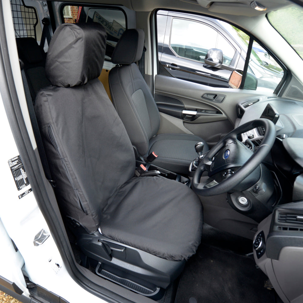 Ford Transit Connect (2018 Onwards) Tailored Front Seat Covers (Single/Single NO Armrests) - Black
