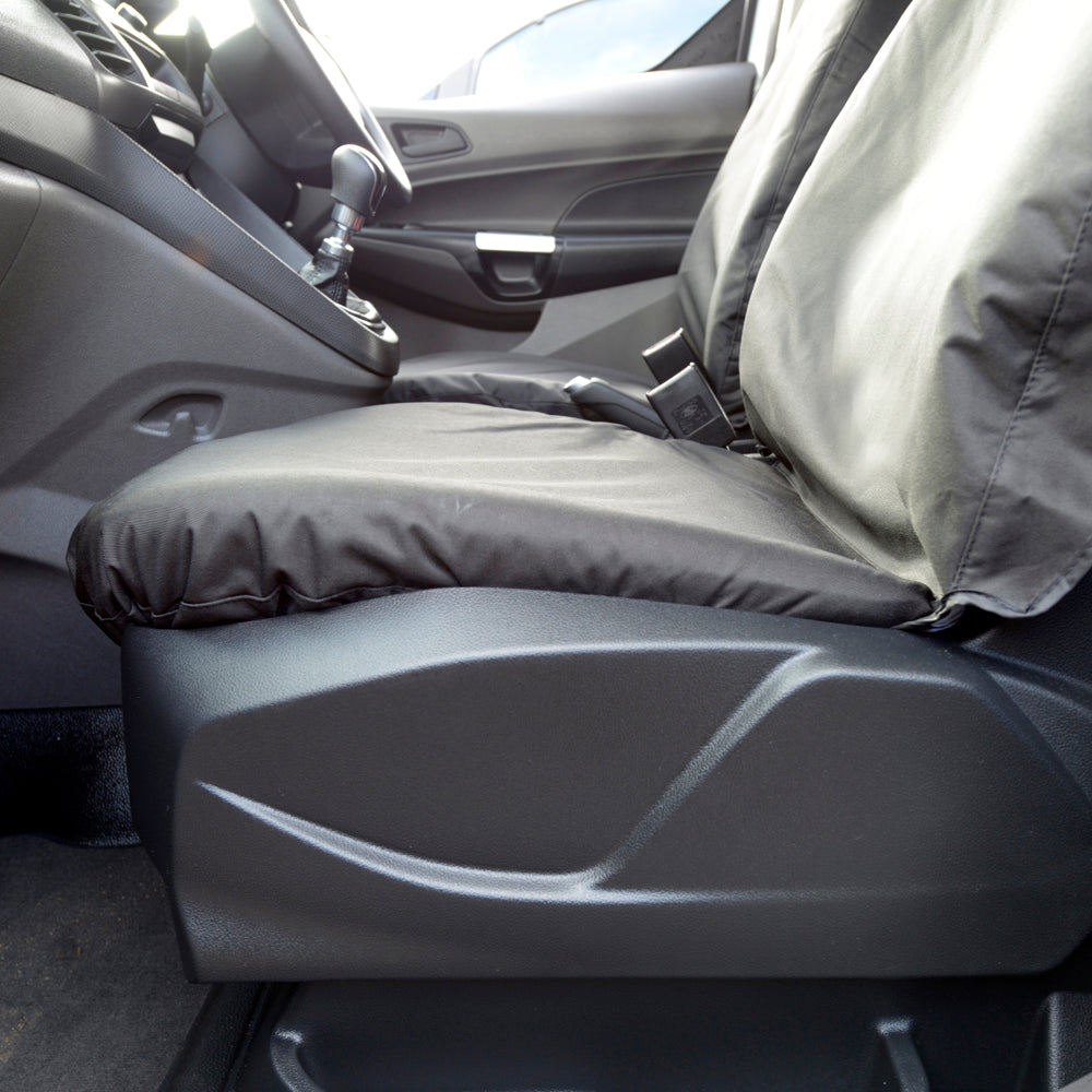 Ford Transit Connect (2018 Onwards) Tailored Front Seat Covers (Single/Single NO Armrests) - Black