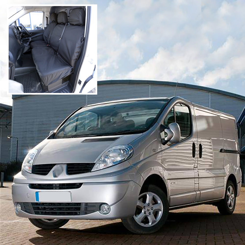 Renault Trafic (2001-2014) Tailored Front Seat Covers (Single/Double NO split passenger seat) - Black
