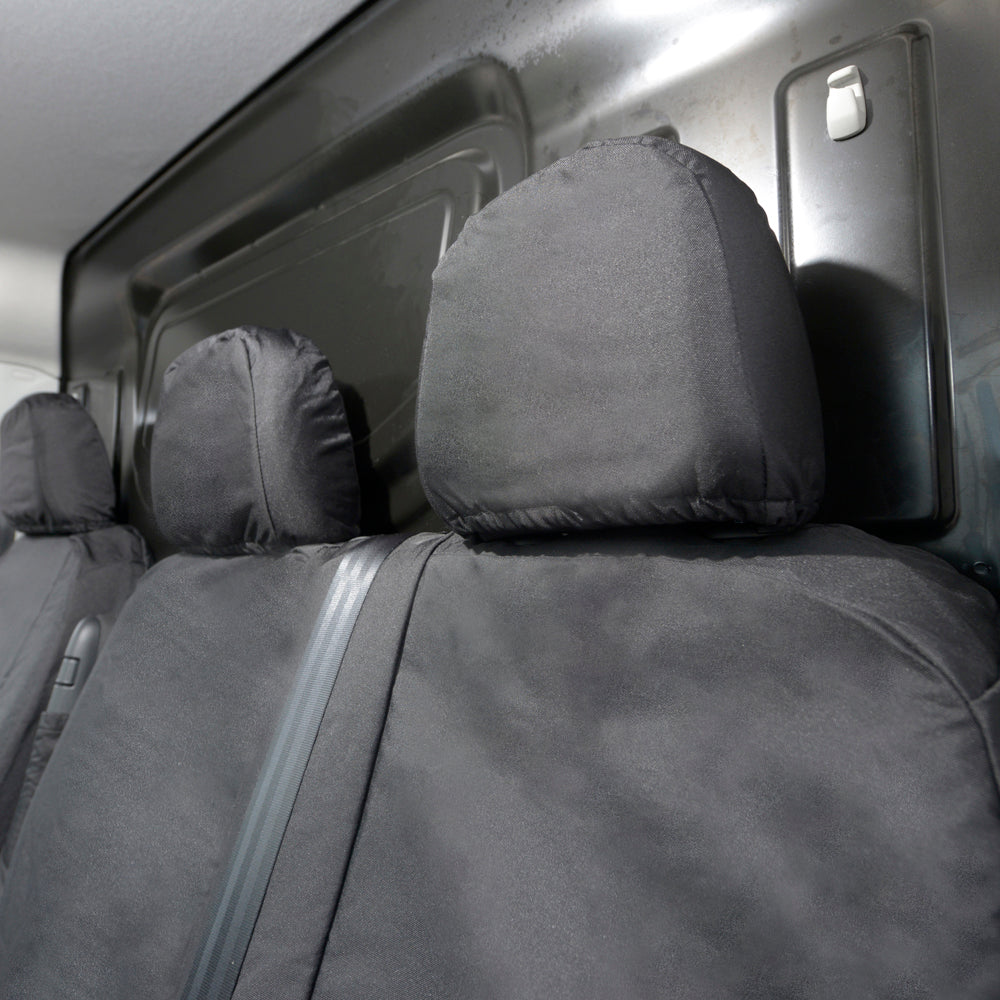 VW Crafter (2017 Onwards) Tailored Front Seat Covers (WITH Split Passenger Base & NO Folding Middle Seat) - Black