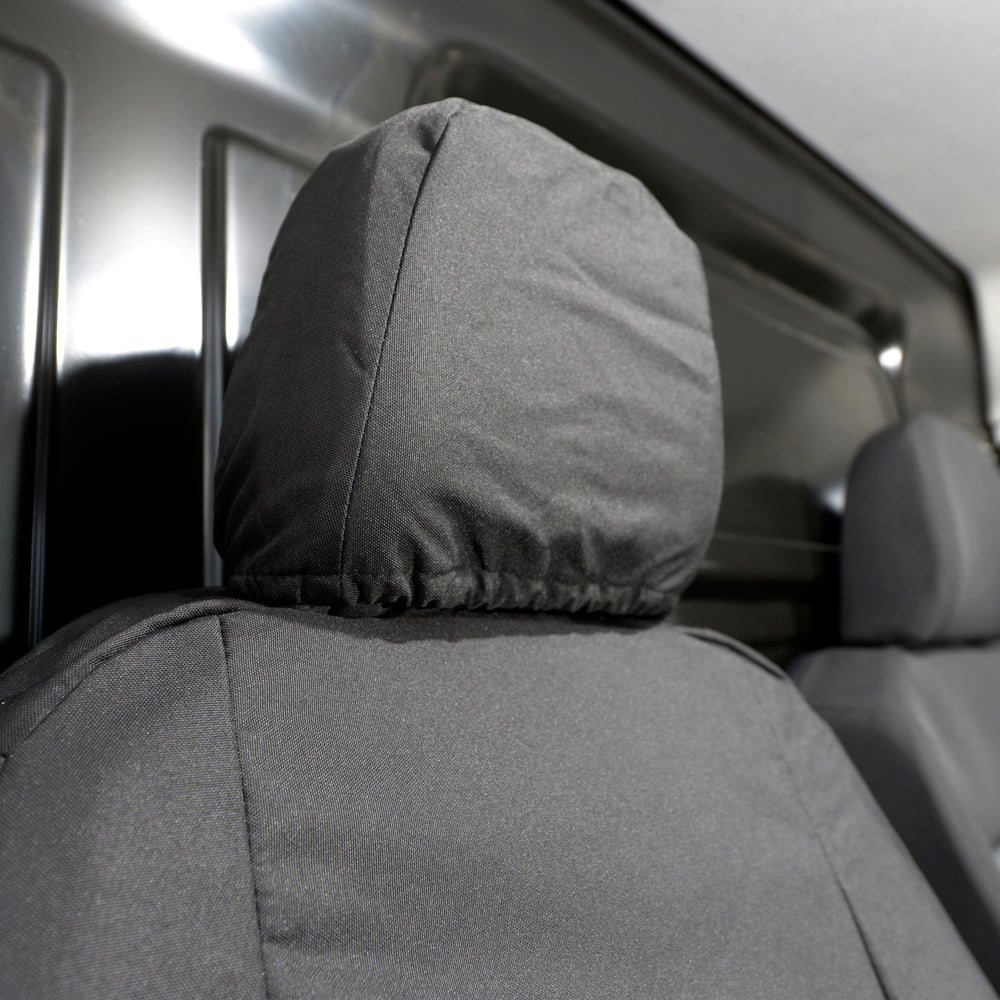 VW Crafter (2017 Onwards) Tailored Front Seat Covers (WITH Split Passenger Base & NO Folding Middle Seat) - Black