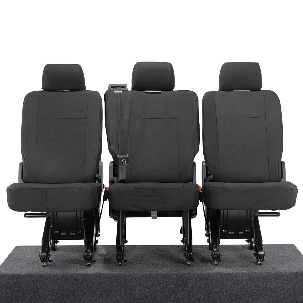 VW T6 Transporter (2015 Onwards) Tailored 2nd Row Seat Covers (3 x Singles) - Black