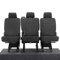 VW T6 Transporter (2015 Onwards) Tailored 2nd Row Seat Covers (3 x Singles) - Black