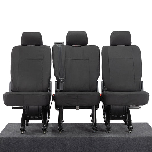 VW T6 Transporter (2015 Onwards) Tailored 2nd Row Seat Covers (3 x Singles) - Black